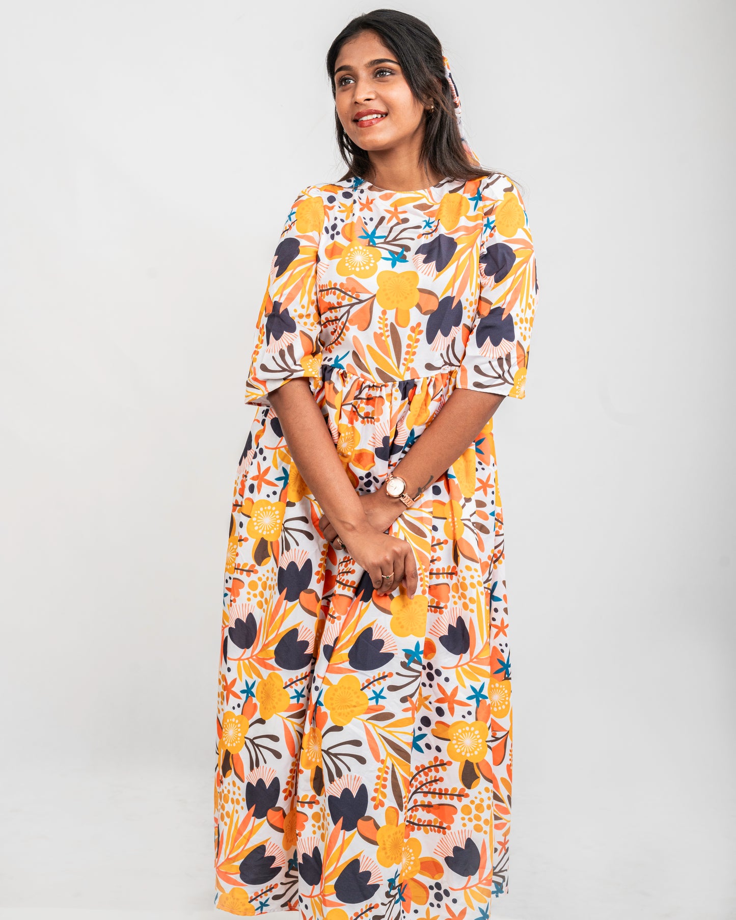 SUNSHINE BLOOM - YELLOW ABSTRACT GOWN