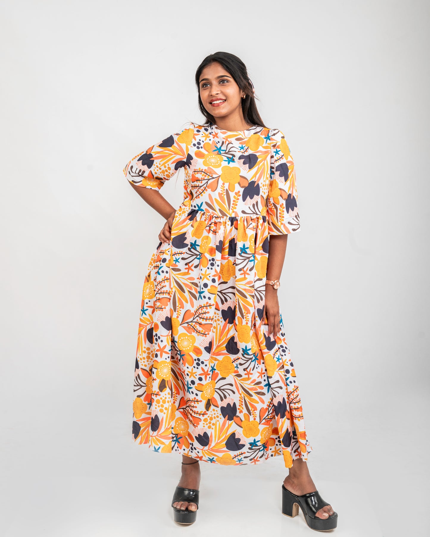 SUNSHINE BLOOM - YELLOW ABSTRACT GOWN