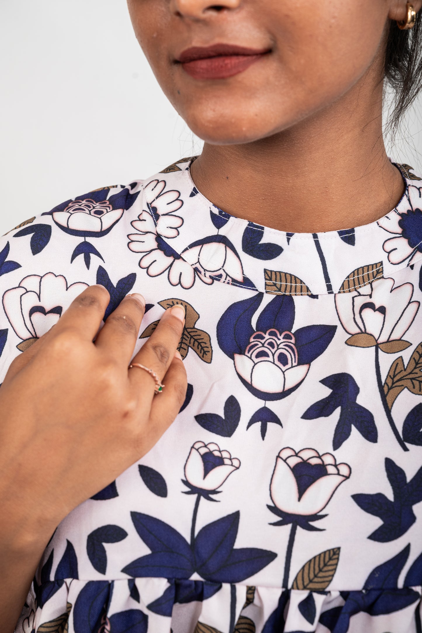 MYSTIC BLOOM - NAVY BLUE & WHITE FLORAL GOWN