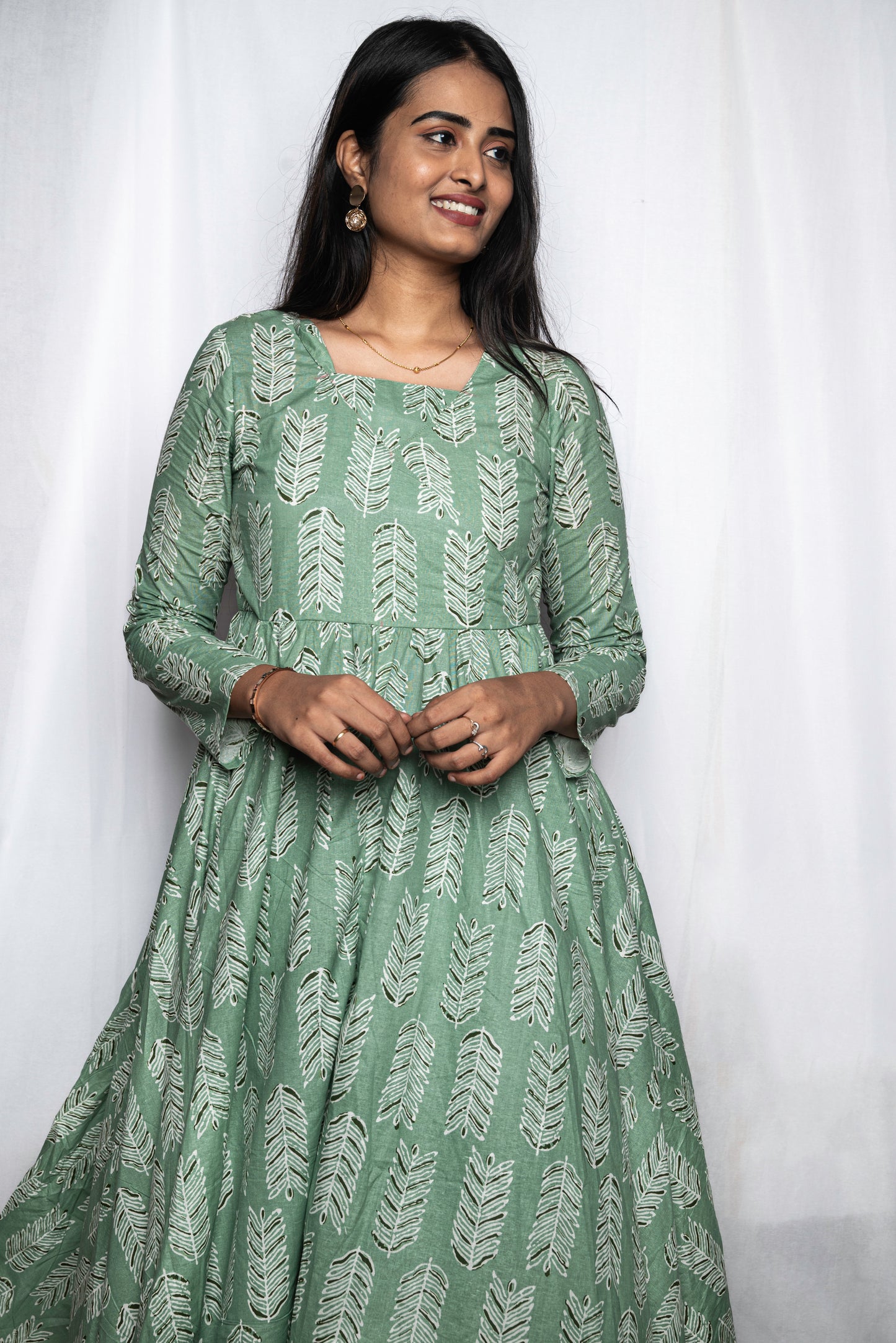 Leafy Blossom Anarkali Kurti
