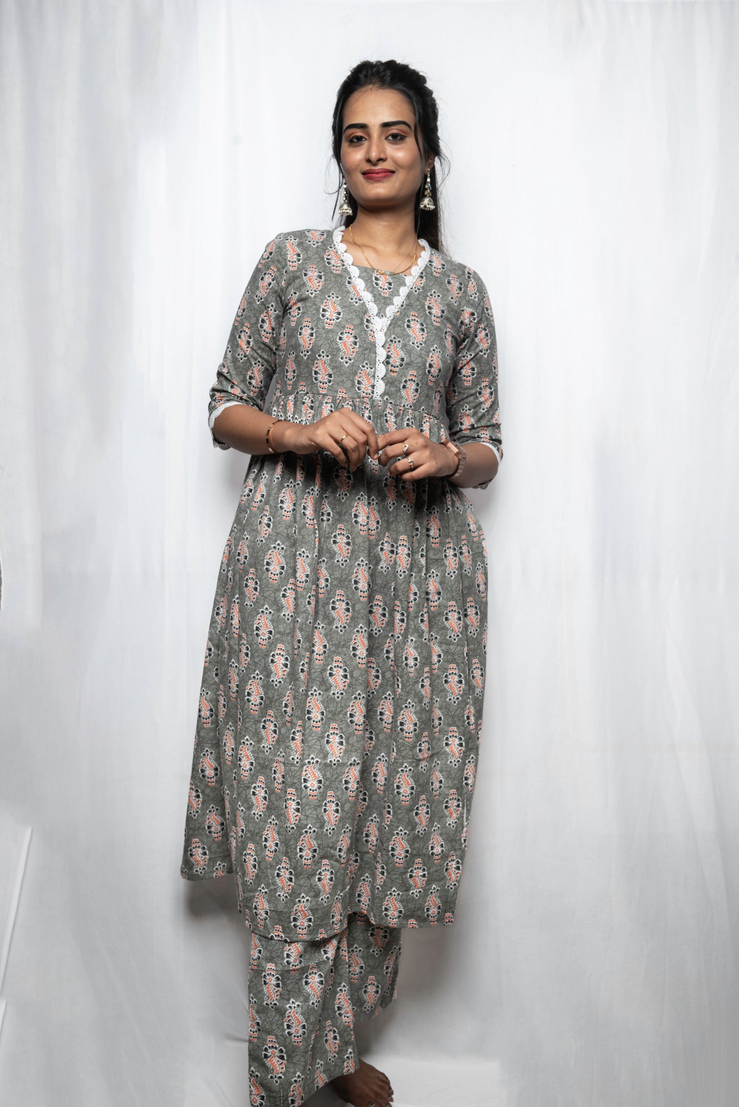 Blossom abstract Anarkali Kurti