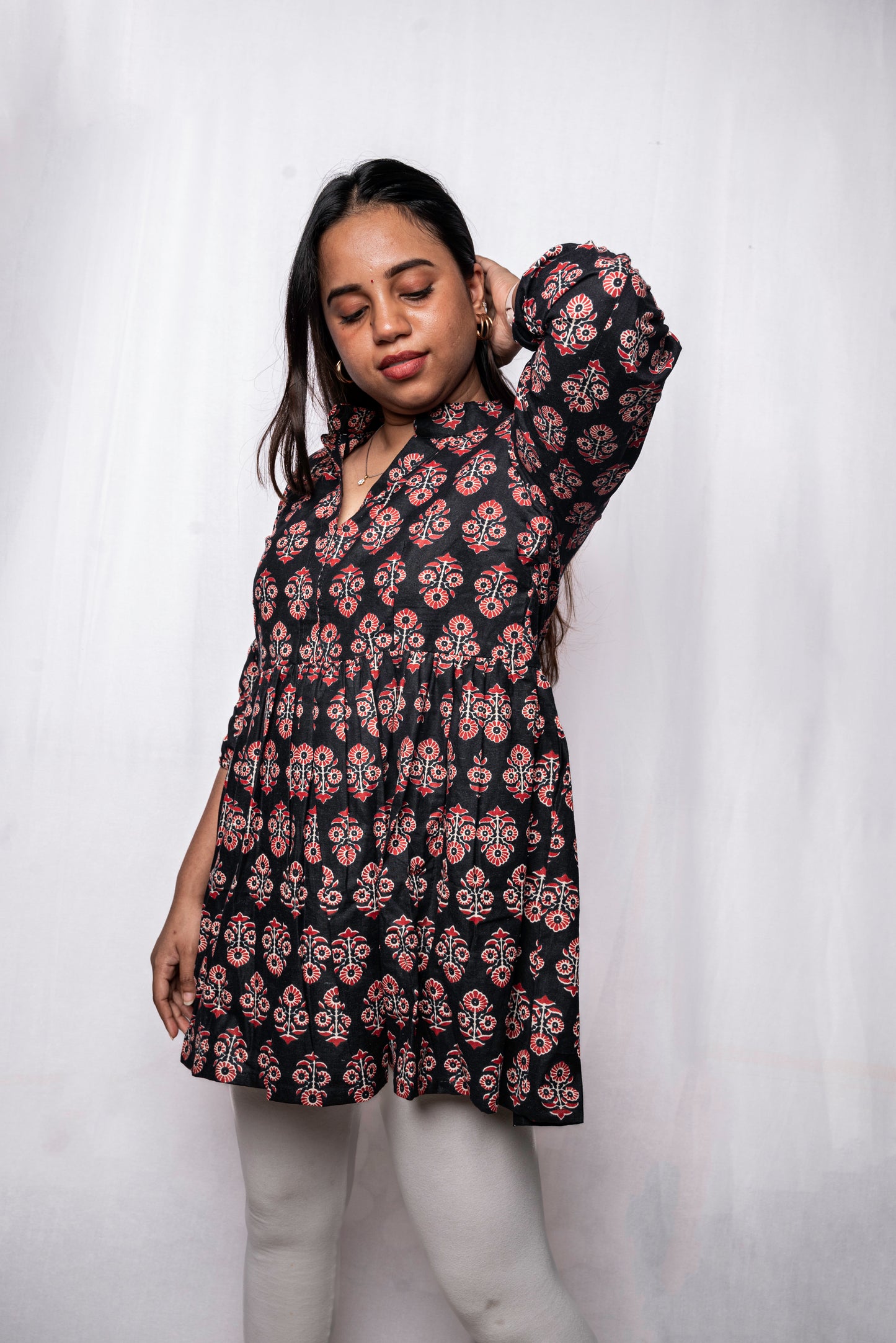 Midnight Bloom Cotton Kurti