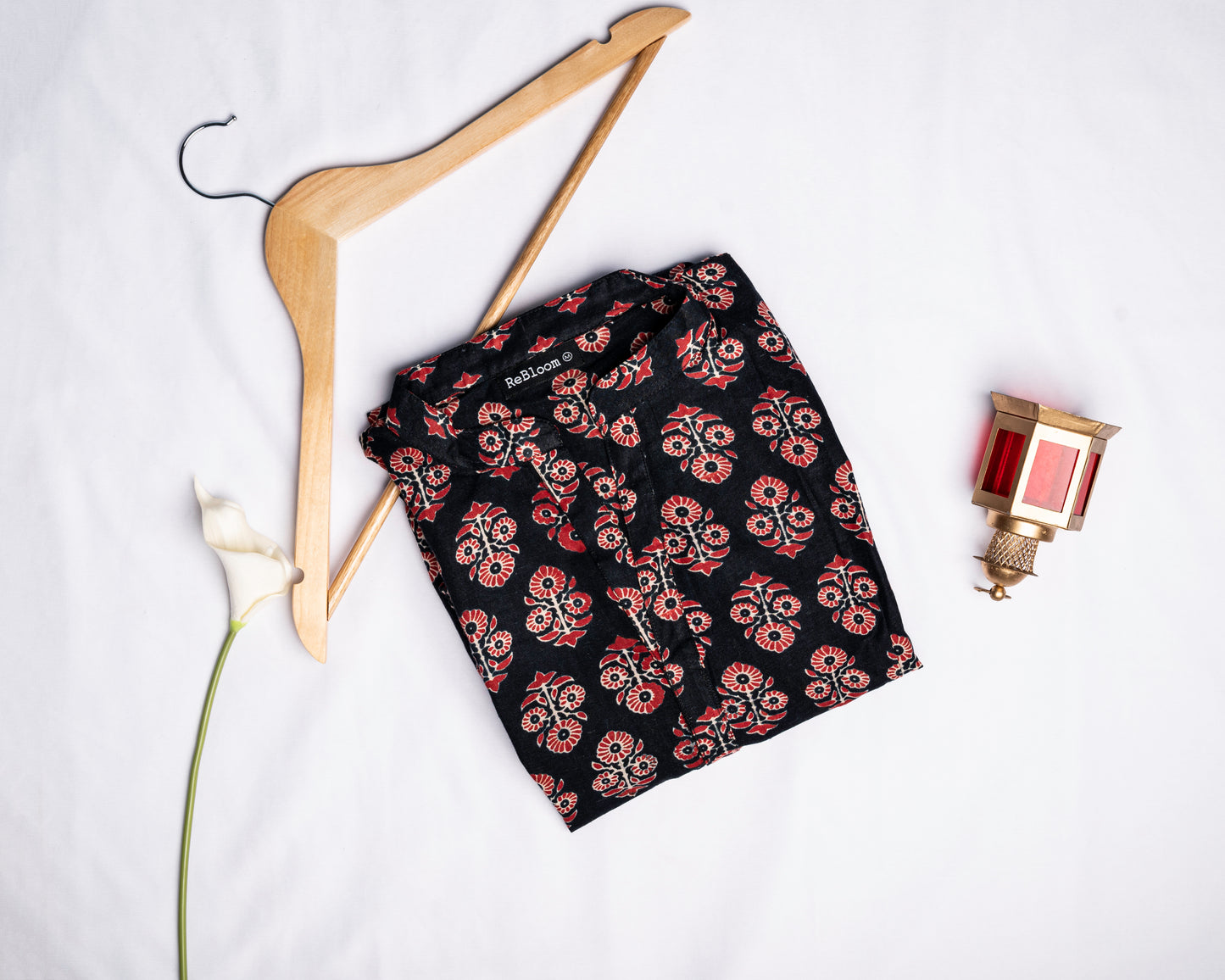 Midnight Bloom Cotton Kurti