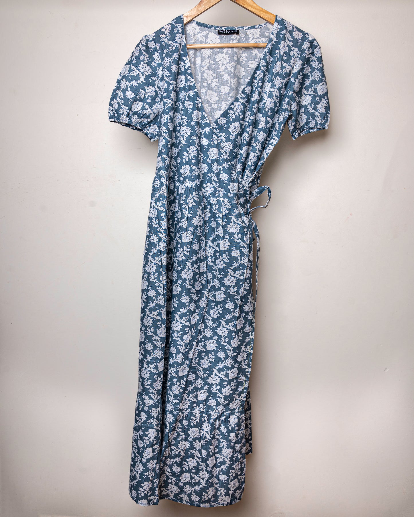 Azure Bloom Wrap Dress