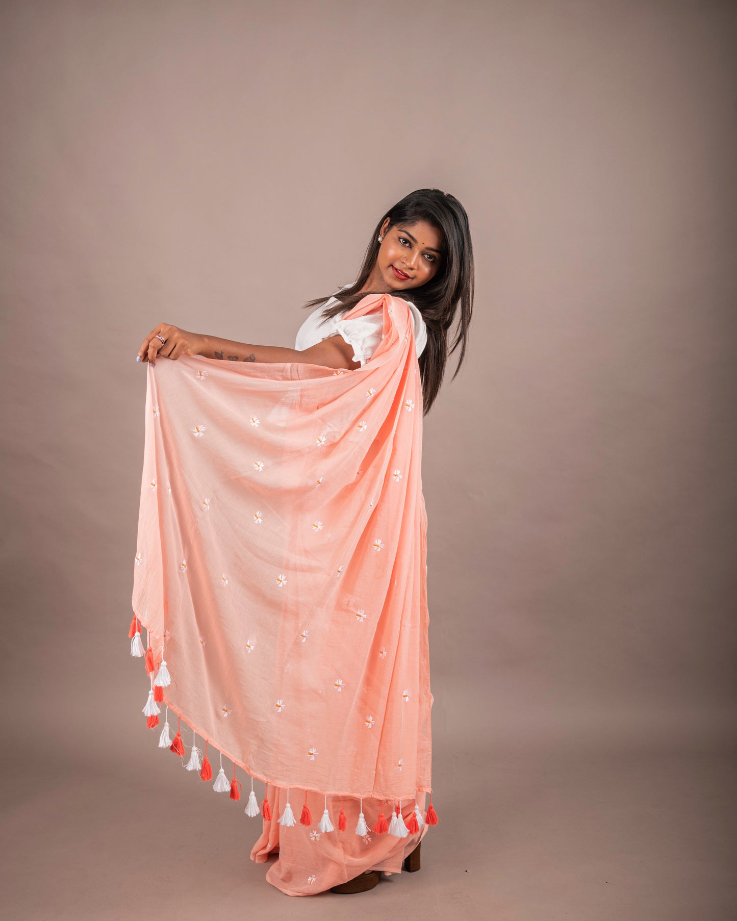 PASTEL ORANGE SAREE