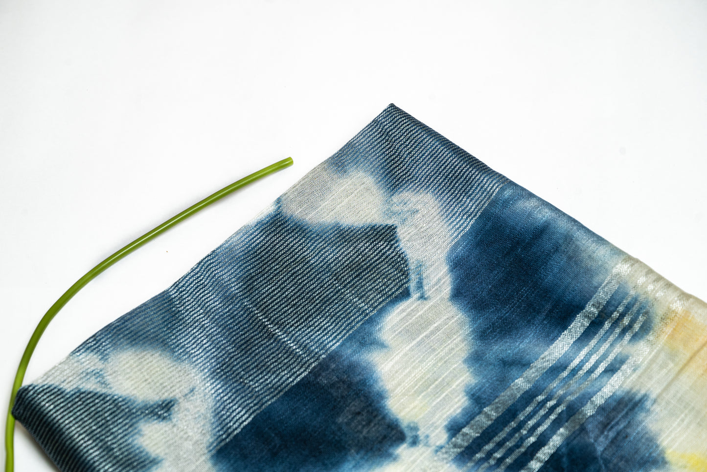 Citrus Burst - Yellow and Blue Linen Saree with Yellow and Blue Tassels
