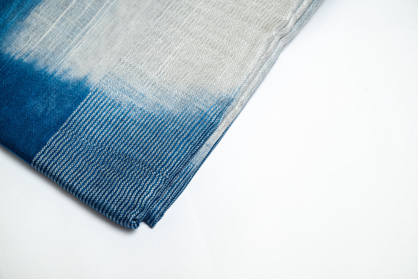 Sapphire Glow - Navy Blue and White Linen Saree with Navy Blue and White Tassels