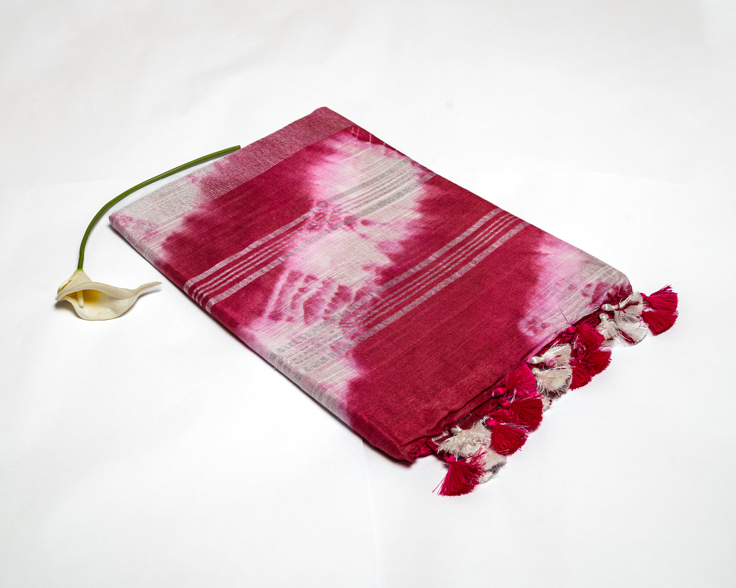 Blush Harmony - Charming Pink and White Linen Saree