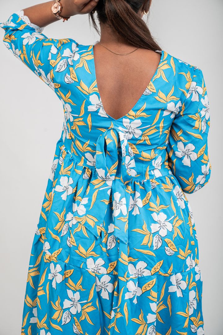 SERENITY BLOOM - BLUE FLORAL CAPRI LENGHT GOWN