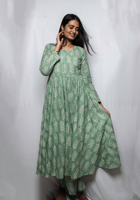 Leafy Blossom Anarkali Kurti