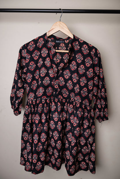 Midnight Bloom Cotton Kurti