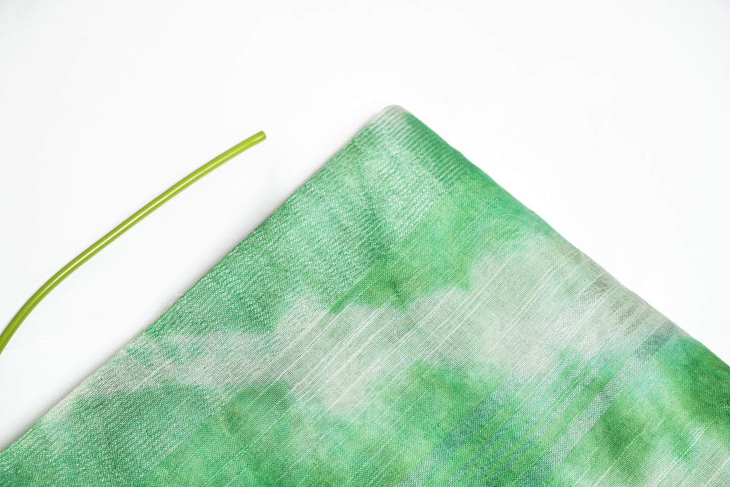 Mint Whisper -Light Green and White Linen Saree with Light Green and White Tassels