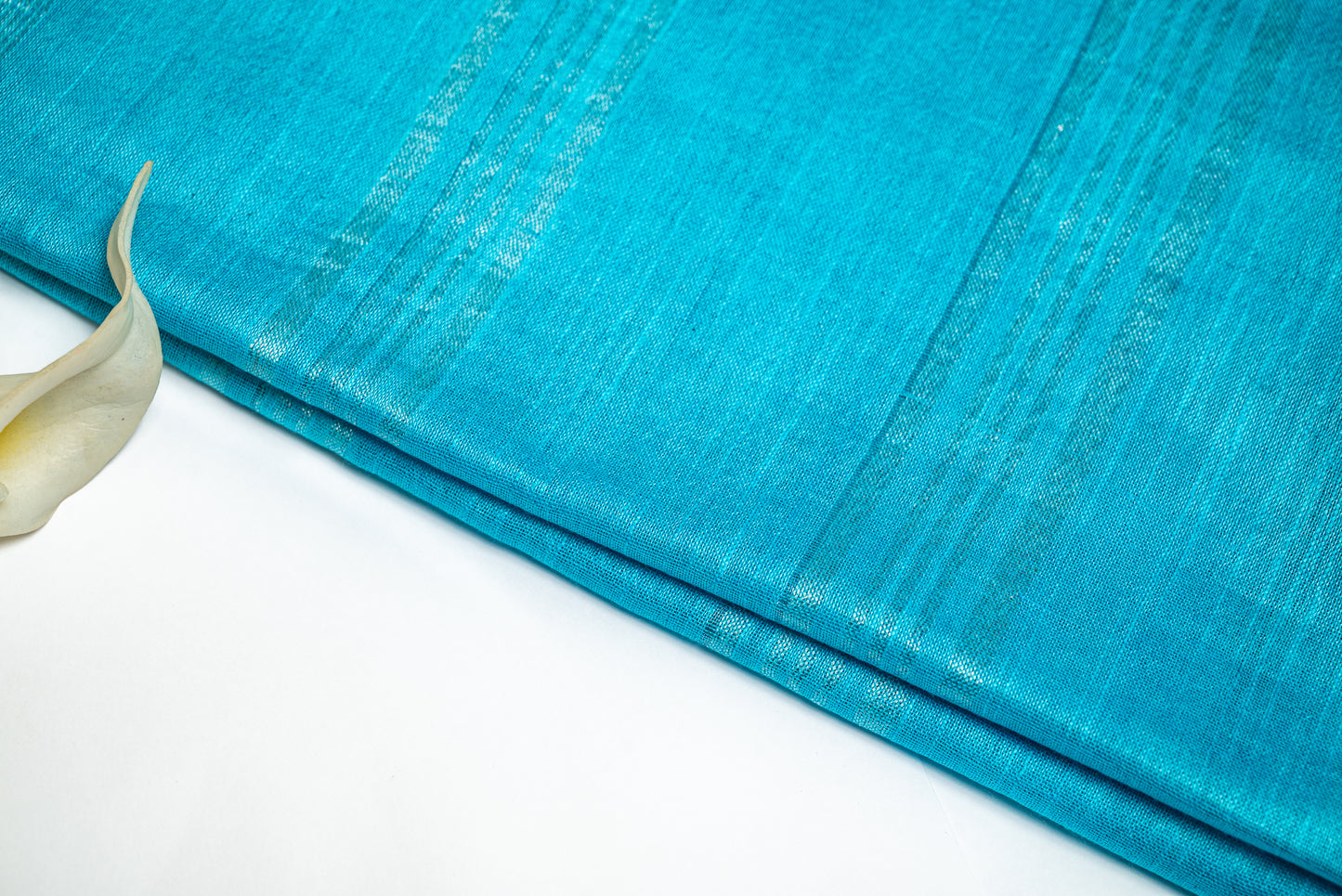 Teal Tranquil- Elegant Teal Blue Linen Saree